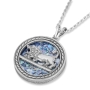 Sterling Silver and Roman Glass Lion of Judah Circle Necklace - 1
