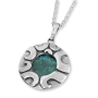 Sterling Silver and Eilat Stone Abstract Waves Circle Necklace - 1