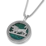 Sterling Silver and Eilat Stone Lion of Judah Circle Necklace - 1