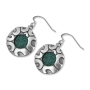 Sterling Silver and Eilat Stone Abstract Waves Circle Earrings - 1