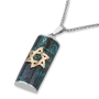 Sterling Silver and Eilat Stone Cylindrical Star of David Necklace - 1