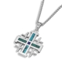 Rafael Jewelry Sterling Silver and Eilat Stone Classic Jerusalem Cross Necklace - 2