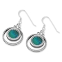 Sterling Silver and Eilat Stone Filigree Circular Halo Earrings - 2