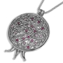 Rafael Jewelry 925 Sterling Silver Necklace with Filigree Pomegranate and Gemstones - 1