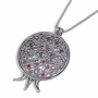 Rafael Jewelry 925 Sterling Silver Necklace with Filigree Pomegranate and Gemstones - 2