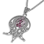 Rafael Jewelry 925 Sterling Silver Pomegranate Necklace with Amethyst & Quartz Stones - 1