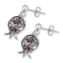Rafael Jewelry Sterling Silver Pomegranate  Earrings with Ruby Stones & Purple Amethyst - Filigree - 1