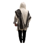 Handwoven Non-Slip Black & Silver Striped Prayer Shawl Set - Rikmat Elimelech - 4