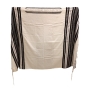 Handwoven Non-Slip Black & Silver Striped Prayer Shawl Set - Rikmat Elimelech - 5