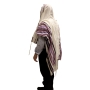 Handwoven Purple Stripes Non-Slip Prayer Shawl Set - Rikmat Elimelech - 3