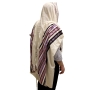 Handwoven Purple Stripes Non-Slip Prayer Shawl Set - Rikmat Elimelech - 1