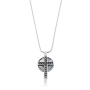 Large Roman Cross Necklace with Round Roman Glass - 1