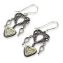 Roman Glass and Sterling Silver Heart Earrings - 1