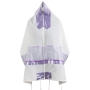 Ronit Gur Women's Off-White and Lilac Floral Prayer Shawl Set - 1