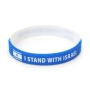 Blue and White I Stand with Israel Rubber Bracelet with Flag - 1