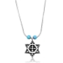 Sterling Silver Star of David & Cross with Opal Beads Pendant - 1
