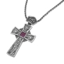 Sterling Silver Deluxe Ornate Celtic Cross Necklace with Microfilm Bible and Jerusalem Inscription - 1