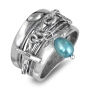 925 Sterling Silver Multi Charm Ring with Heart, Turquoise Pearl, and Cross - 3
