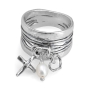 925 Sterling Silver Multi Charm Ring with Heart, Pearl, and Cross - 1