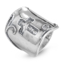 925 Sterling Silver Engraved Roman Cross Knuckle Ring with Floral Design - 1