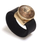 SEA Smadar Eliasaf Black Leather Ring with Champagne Swarovski Stone - 1
