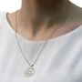Sterling Silver Circular Necklace With Stylized "Hear O Israel" - 2