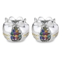 Silver Pomegranate with Colored Jewels and Golden Highlights Candlesticks  - Jerusalem - 4