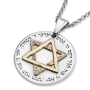 Silver and Gold Star of David Necklace with Priestly Blessing - Numbers 6:24-26 - 2