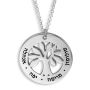 Silver Hebrew/English Name Necklace with Family Tree Design - 2