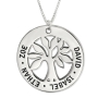 Silver Hebrew/English Name Necklace with Family Tree Design - 1