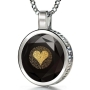Sterling Silver and Large Cubic Zirconia Necklace with 24K Gold Heart and "I Love You" Micro-Inscribed in 120 Languages - 9