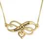 Silver Engraved Infinity Heart Name Necklace (English / Hebrew) - 5