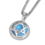 Sterling Silver Star of David Necklace with Opal Dome - 2