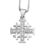925 Sterling Silver Jerusalem Cross Pendant Necklace with Cubic Zirconia - 2