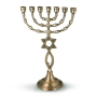 Small Metal 7-Branched Menorah With Grafted-In Design - 2
