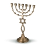 Small Metal 7-Branched Menorah With Grafted-In Design - 1