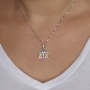 Rhodium Plated Sterling Silver Messianic Star of David Necklace with Cross and Rainbow Gemstones - 2
