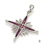 Rhodium Plated Sterling Silver Star of Bethlehem Cross Necklace with Gemstones (Choice of Colors) - 2