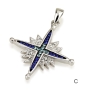 Rhodium Plated Sterling Silver Star of Bethlehem Cross Necklace with Gemstones (Choice of Colors) - 3