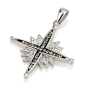 Rhodium Plated Sterling Silver Star of Bethlehem Cross Necklace with Gemstones (Choice of Colors) - 1