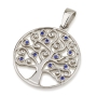 Sterling Silver Tree of Life Pendant with Crystals (Choice of Colors) - 2