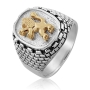 Rafael Jewelry Sterling Silver and 9K Gold Lion of Judah and Western Wall Ring - 2