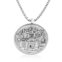 Rafael Jewelry Sterling Silver Engraved Old Jerusalem Disk Necklace - 1