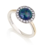 Sterling Silver and 9K Gold Ring With Cubic Zirconia Halo and Eilat Stone - 1