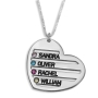 Sterling Silver English/Hebrew Heart Necklace For Mom (Up to Four Names) - 1