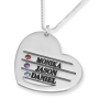 Sterling Silver English/Hebrew Heart Necklace For Mom (Up to Four Names) - 2