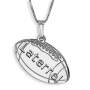 Sterling Silver Laser-Cut Football Name Necklace (Hebrew/English) - 2
