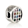 Sterling Silver Priestly Breastplate Bead Charm with Multicolored Zircon Stones - 1
