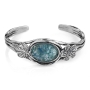 Sterling Silver Roman Glass Bracelet With Nature Design - 1
