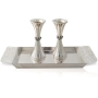 Sterling Silver Wineglass Candlesticks and Tray - 1